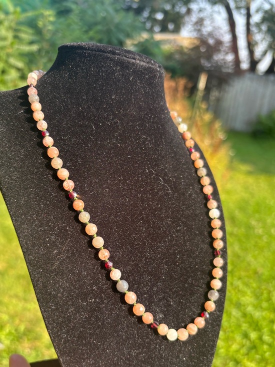 Artisanmade Jewelry - Peach Moonstone necklace.